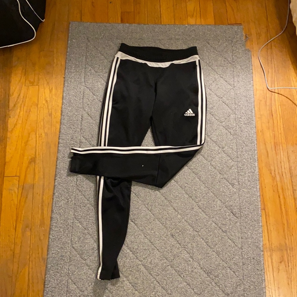 Black and white Adidas pants